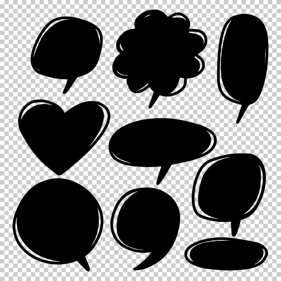 Hand drawn set of speech bubbles isolated . Doodle set element. Vector illustration.