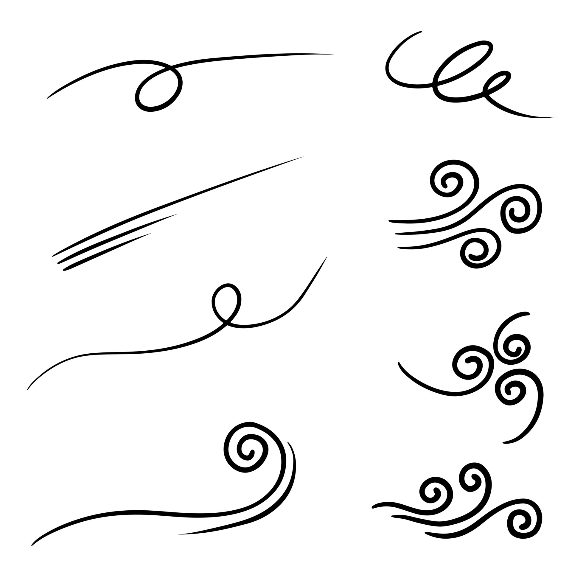 Doodle of wind gust isolated on a white background. hand drawn vector
