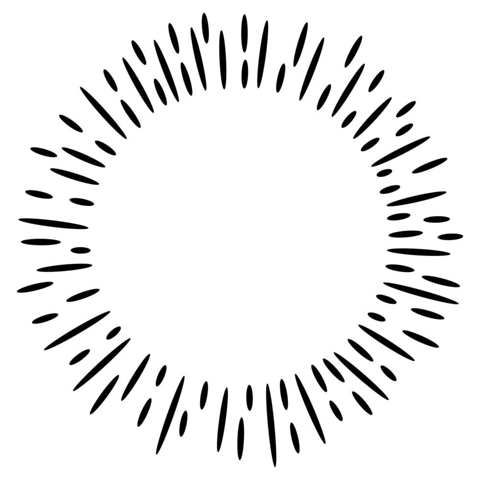 Starburst, sunburst  hand drawn. Design Element Fireworks Black Rays. Comic explosion effect. Radiating, radial lines. vector
