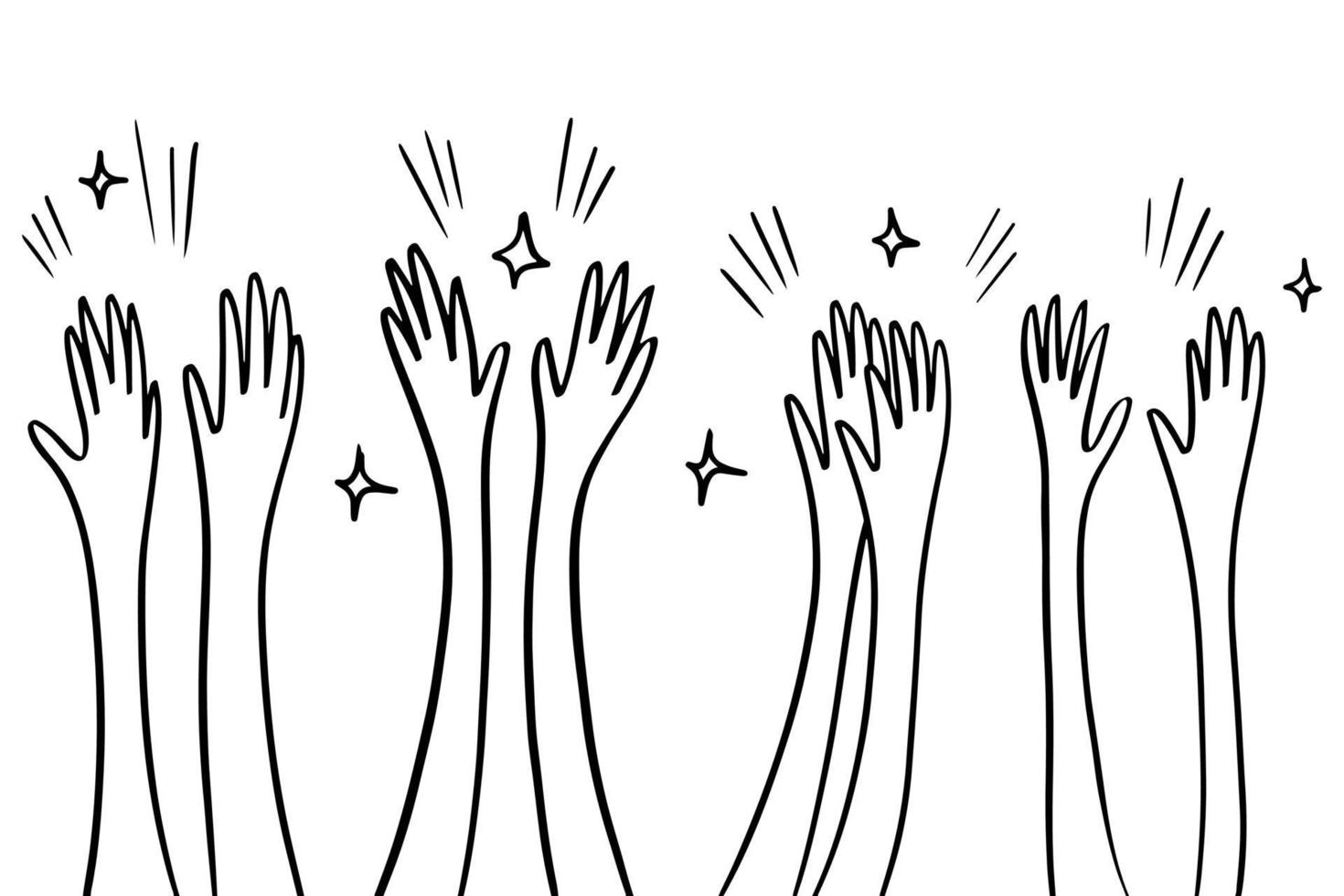 Hand Drawn sketch style of applause, thumbs up gesture. Human hands clapping ovation. on doodle style, vector illustration.