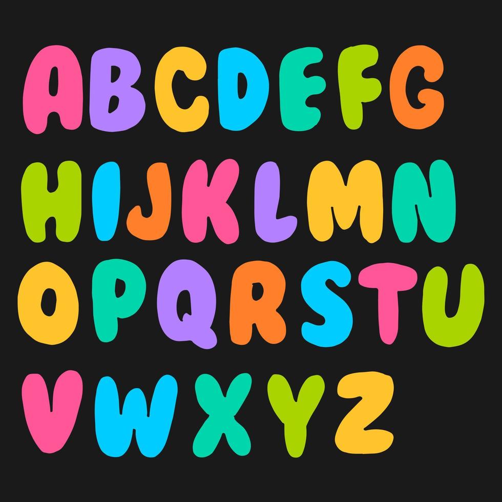 Hand drawn doodle funny font. Set of sketch cute alphabet. Vector illustration for magazines, printings, web posters, hand drawn typography etc.