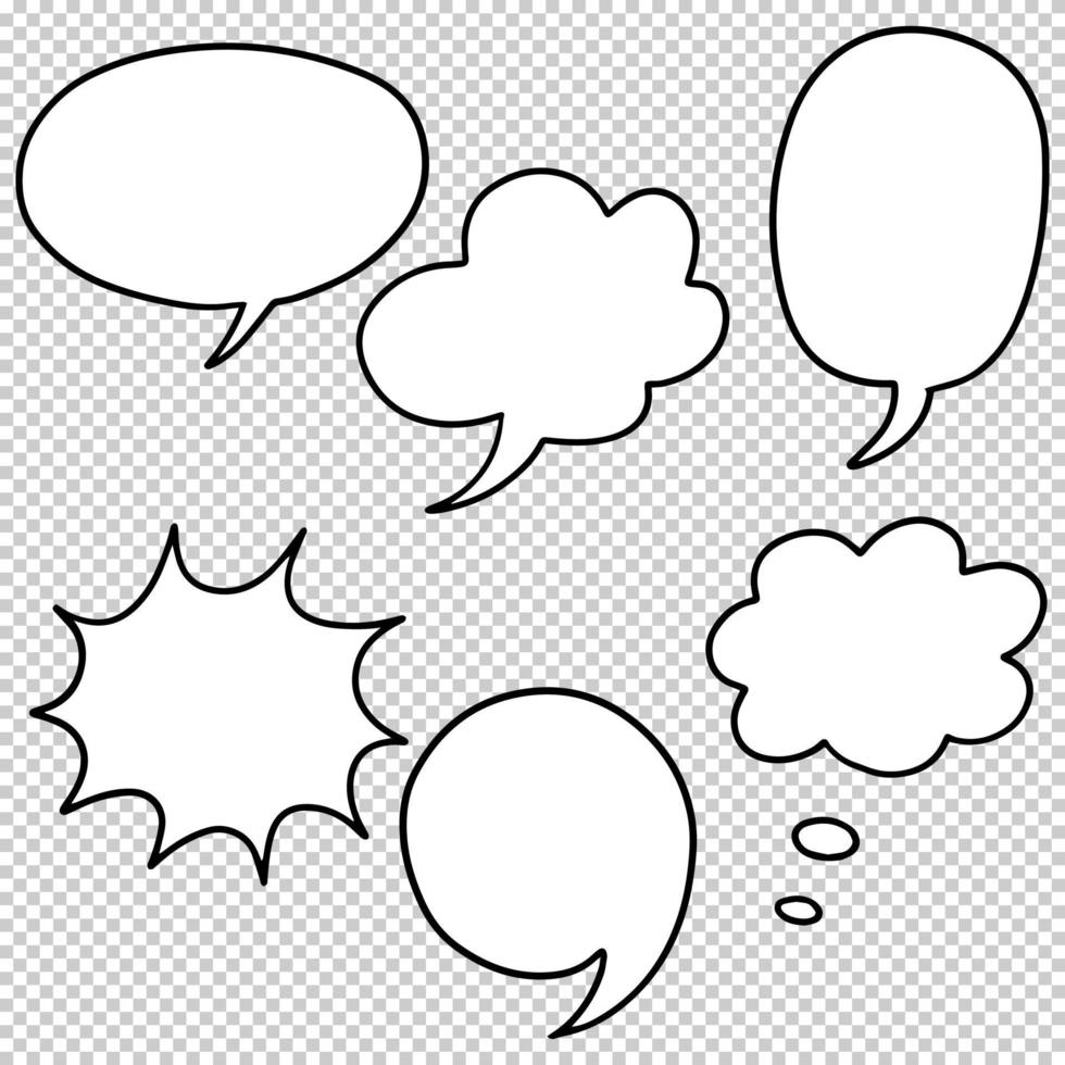 Hand drawn set of speech bubbles isolated . Doodle set element. Vector illustration.