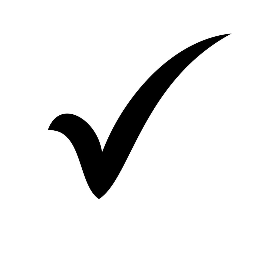 icono de marca de verificación negra. símbolo de marca en color negro, ilustración vectorial para diseño web, móvil y conceptual. vector