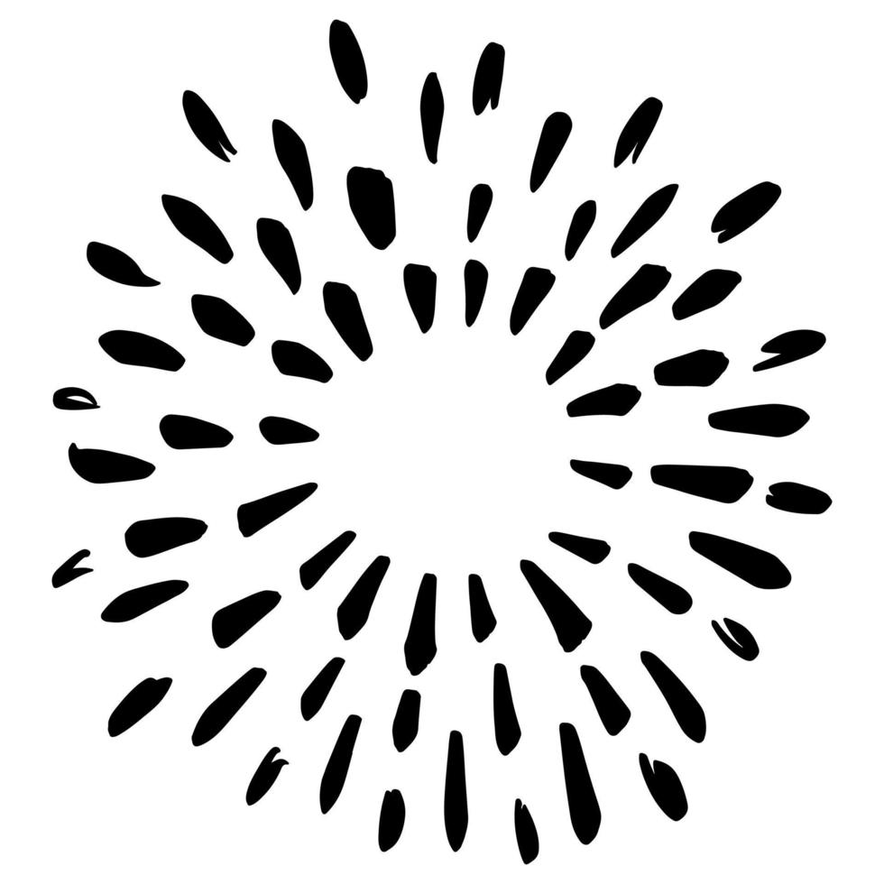 Starburst, sunburst  hand drawn. Design Element Fireworks Black Rays. Comic explosion effect. Radiating, radial lines. vector