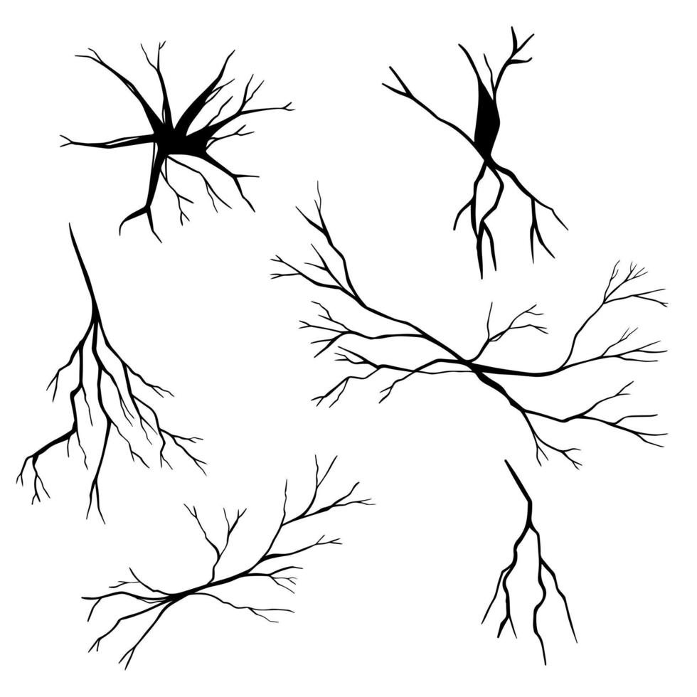 Set of hand drawn cracks Isolated on white background. vector illustration