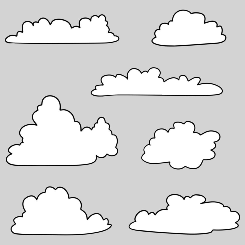 Doodle set of Hand Drawn Clouds isolated for concept design . vector illustration.