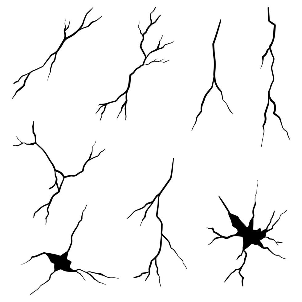 Set of hand drawn cracks Isolated on white background. vector illustration