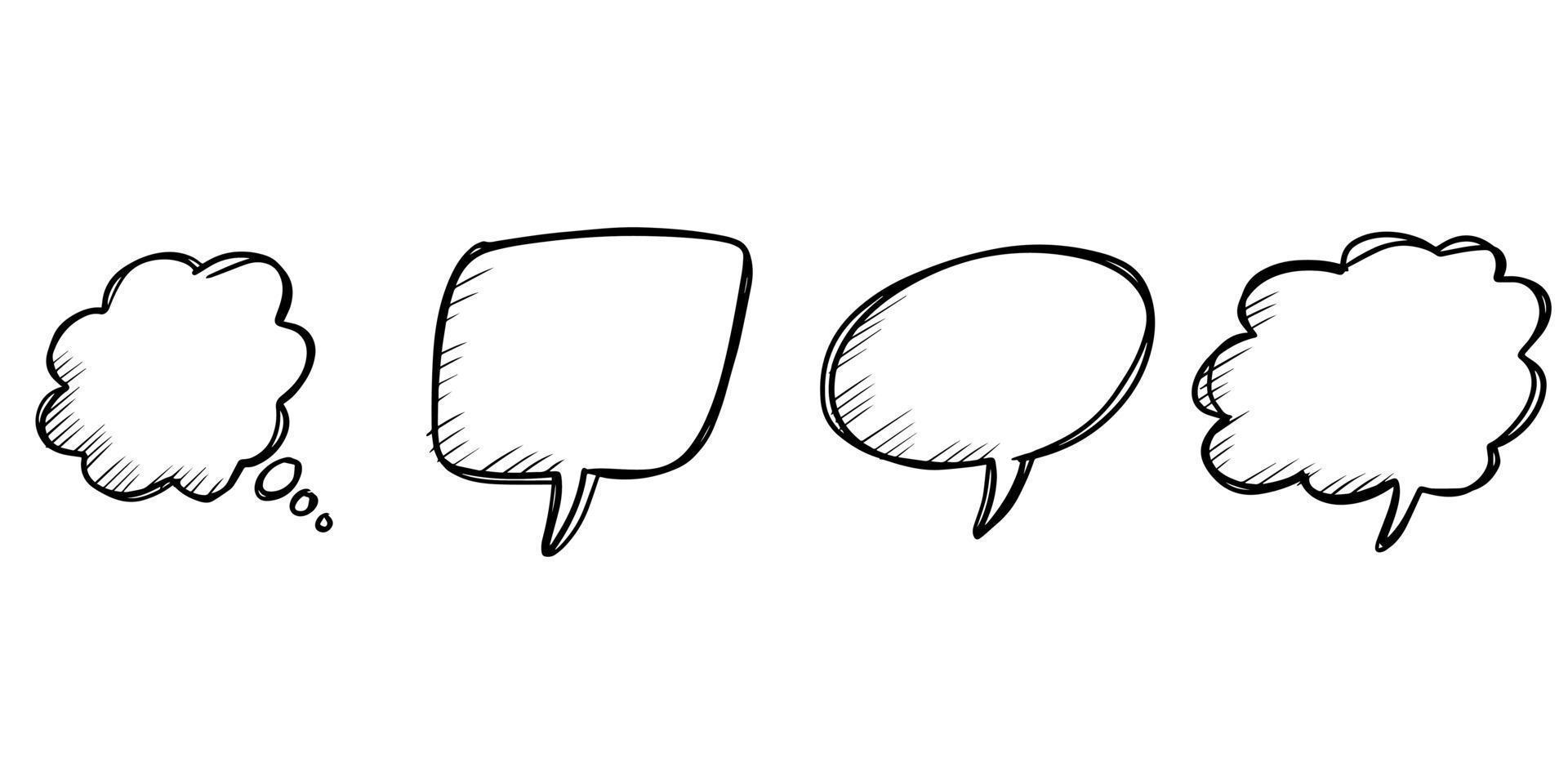 Hand drawn set of speech bubbles isolated . Doodle set element. Vector illustration.