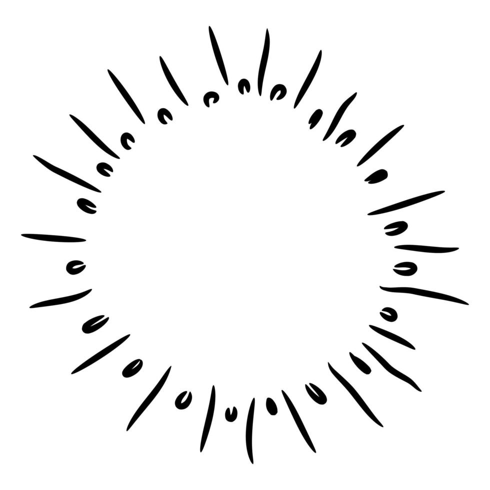 Starburst, sunburst  hand drawn. Design Element Fireworks Black Rays. Comic explosion effect. Radiating, radial lines. vector