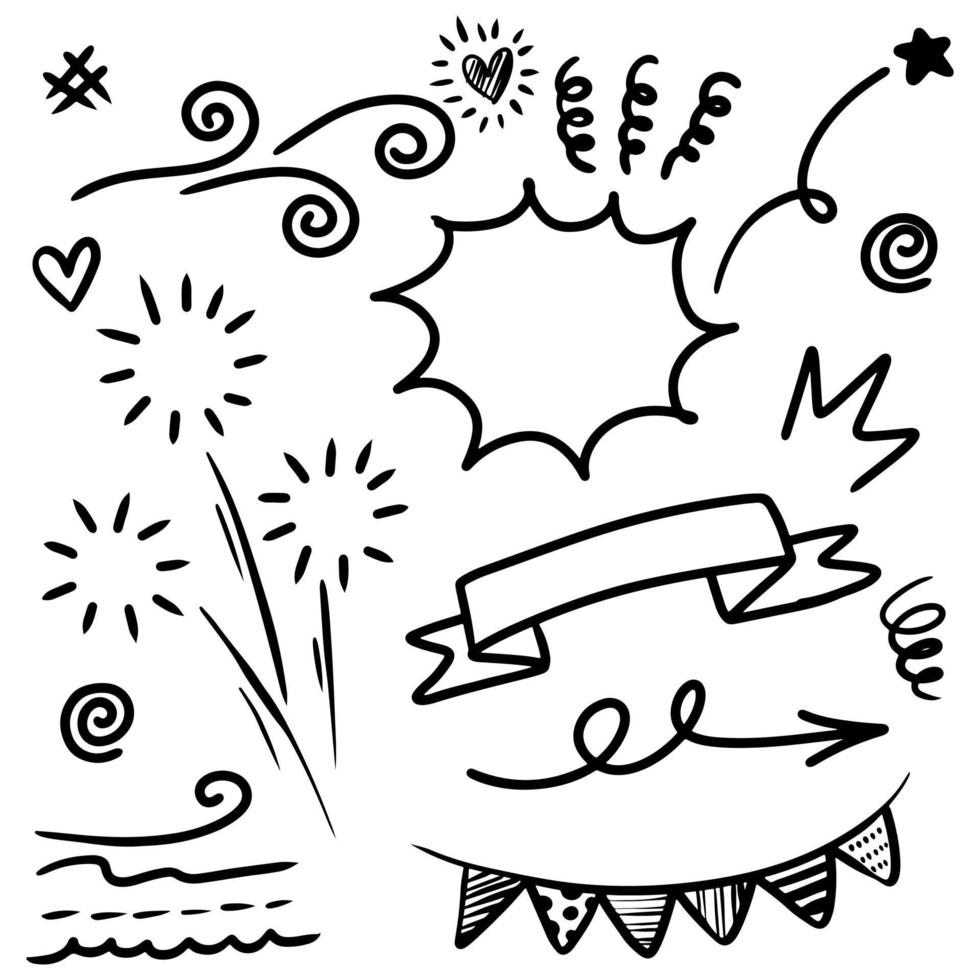 Hand drawn set doodle elements for concept design isolated on white background. vector illustration.