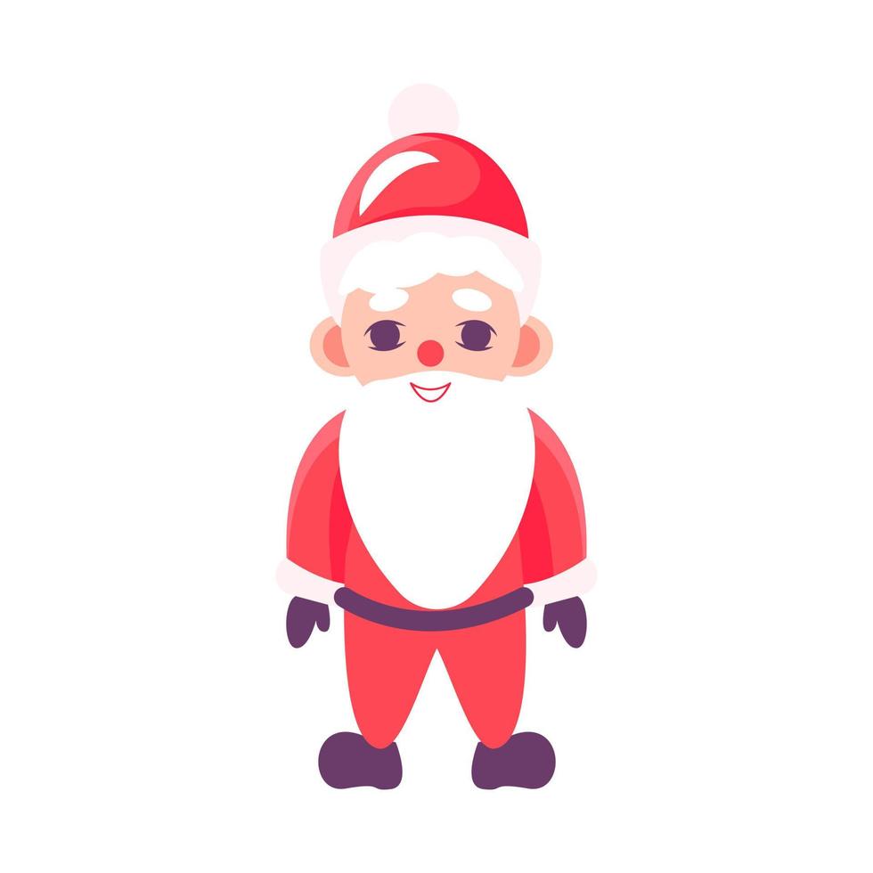 Papá Noel. ilustración vectorial de dibujos animados de santa claus y árbol de navidad decorado con regalos aislados en blanco vector