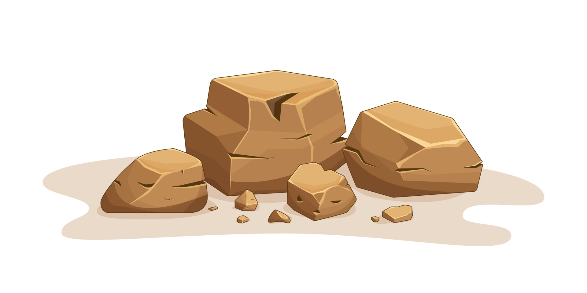 Rock stone, Brownstones. Set of different boulders. Cartoon heap of heavy  cobbles. Solid natural building material or mountain landscape element.  Pile from large and small rough boulders. Vector 6059414 Vector Art at