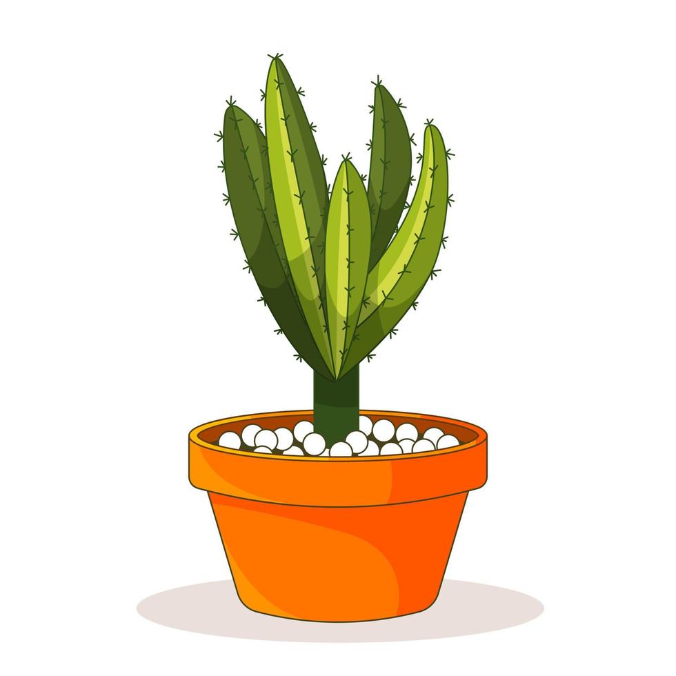 planta de cactus en una maceta. vector de lindos cactus en macetas verdes y suculentas. plantas de interior en maceta. aislado sobre fondo blanco.