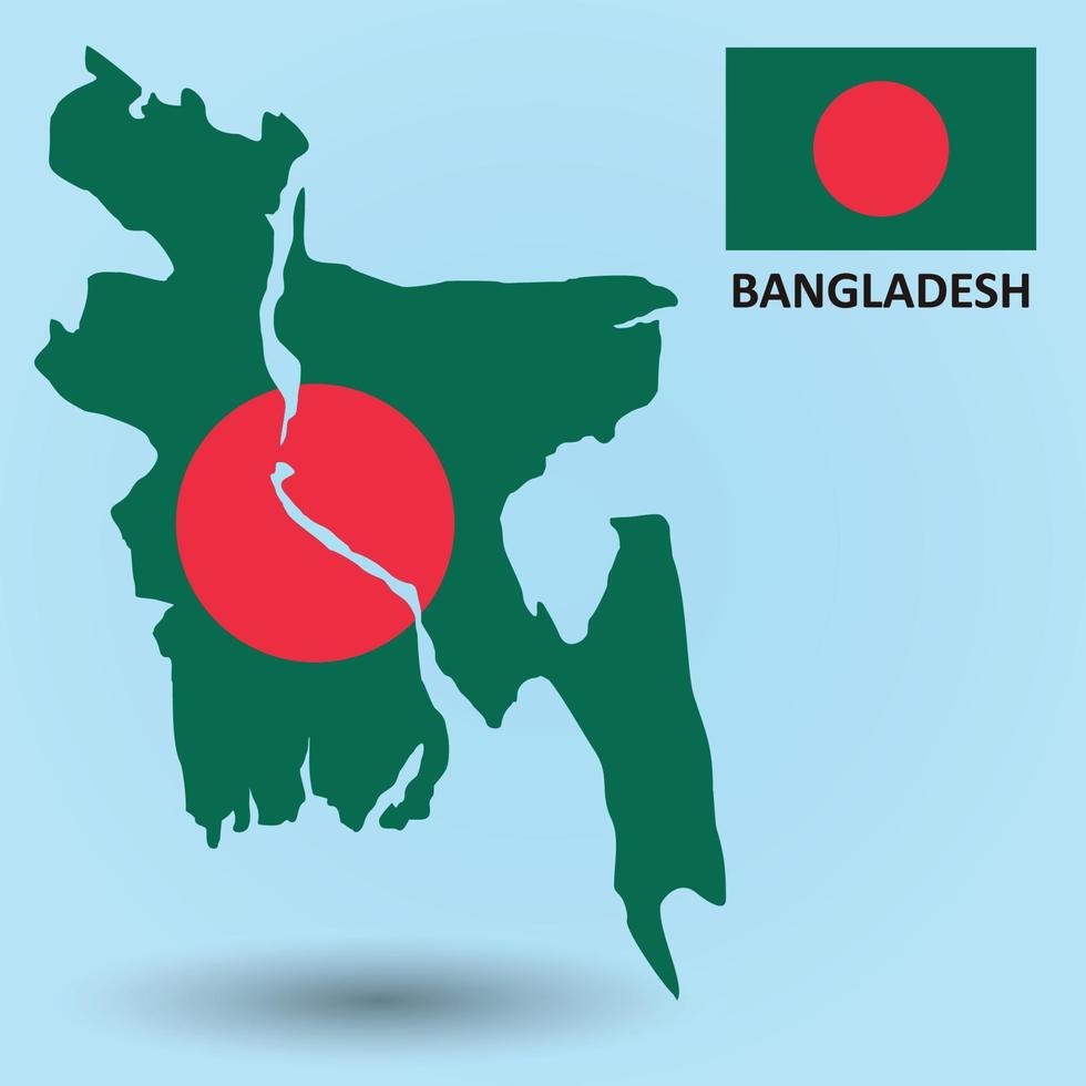 mapa de bangladesh y fondo de bandera vector
