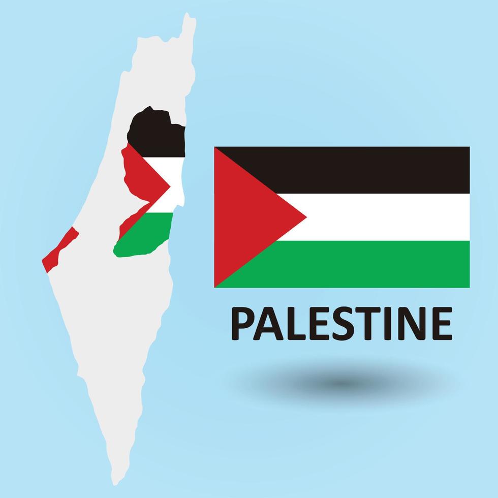 mapa de palestina y fondo de bandera vector