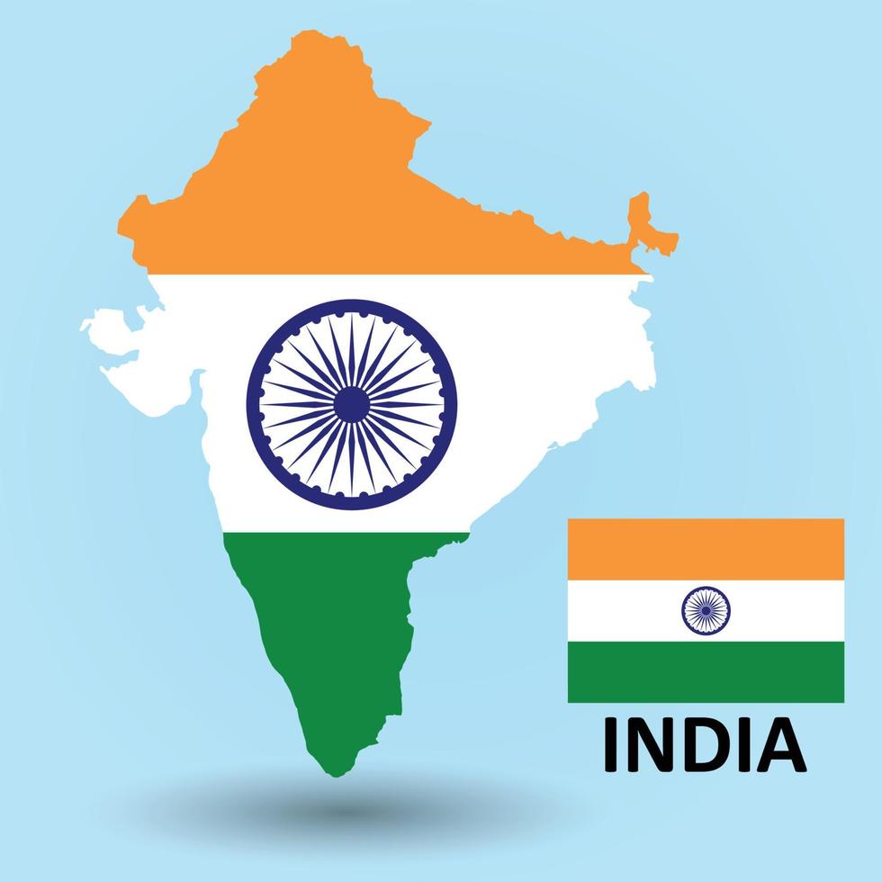 mapa de india y fondo de bandera vector