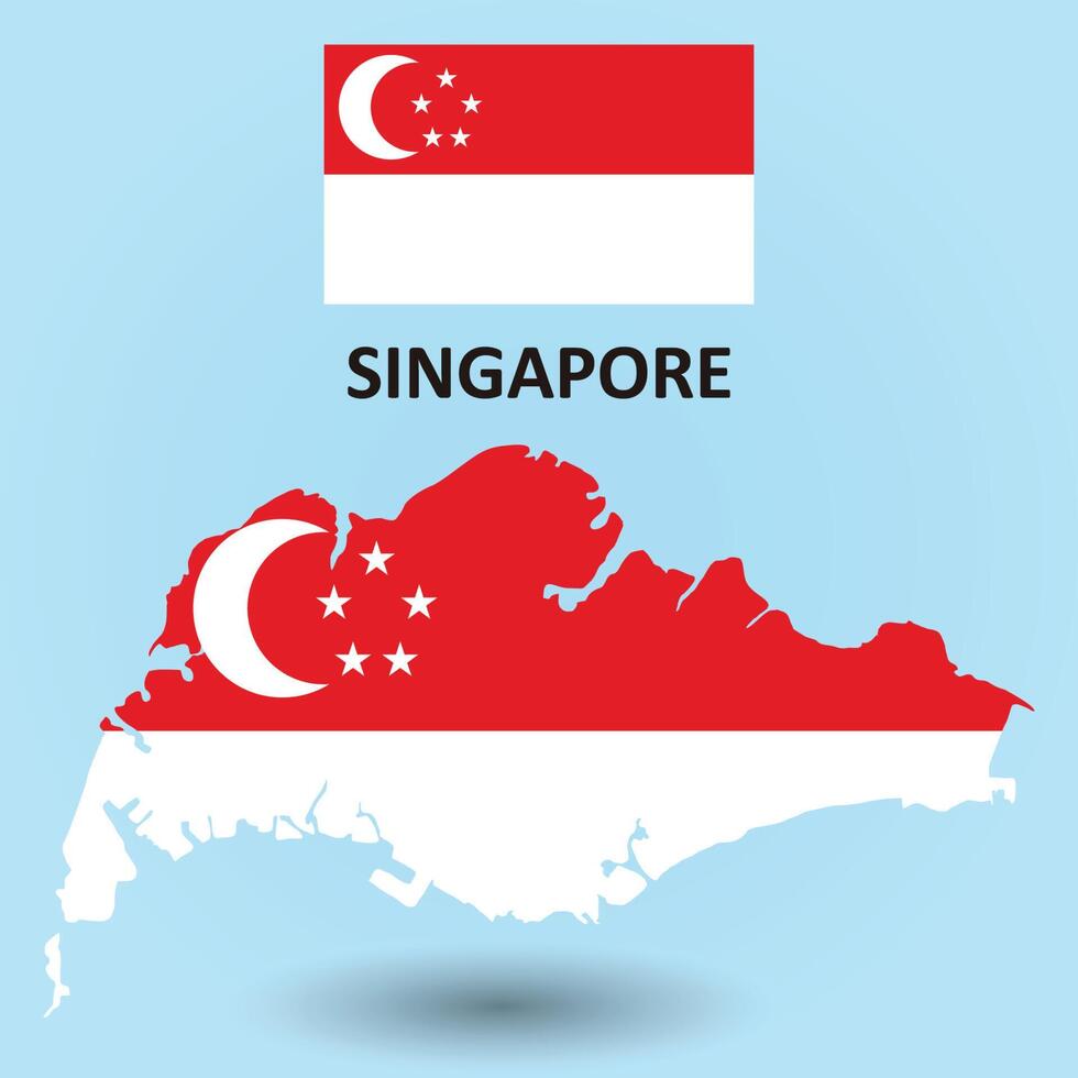 mapa de singapur y fondo de bandera vector