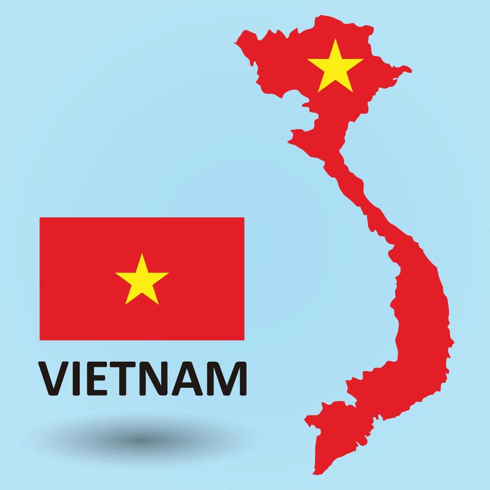 mapa de vietnam y fondo de bandera vector