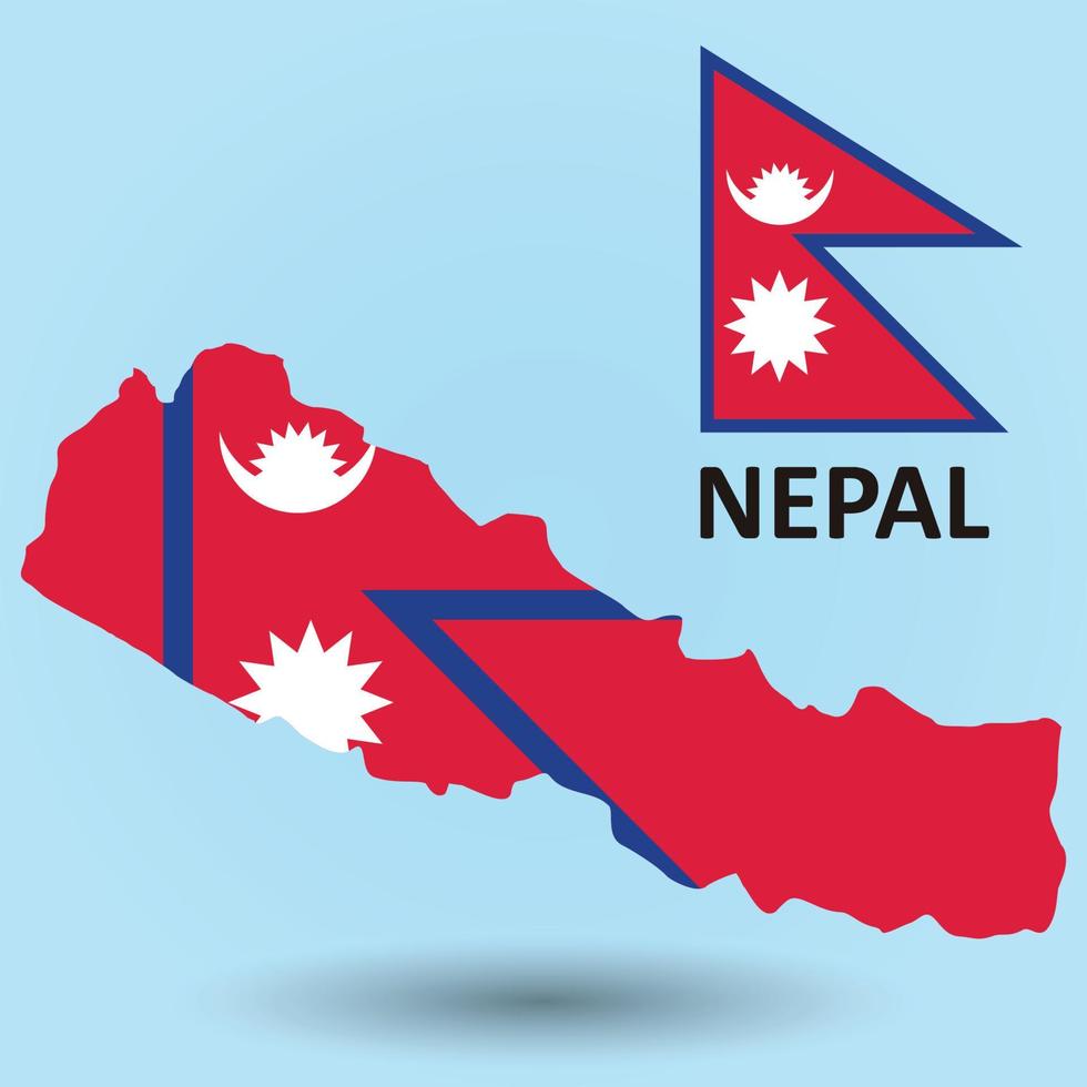 mapa de nepal y fondo de bandera vector