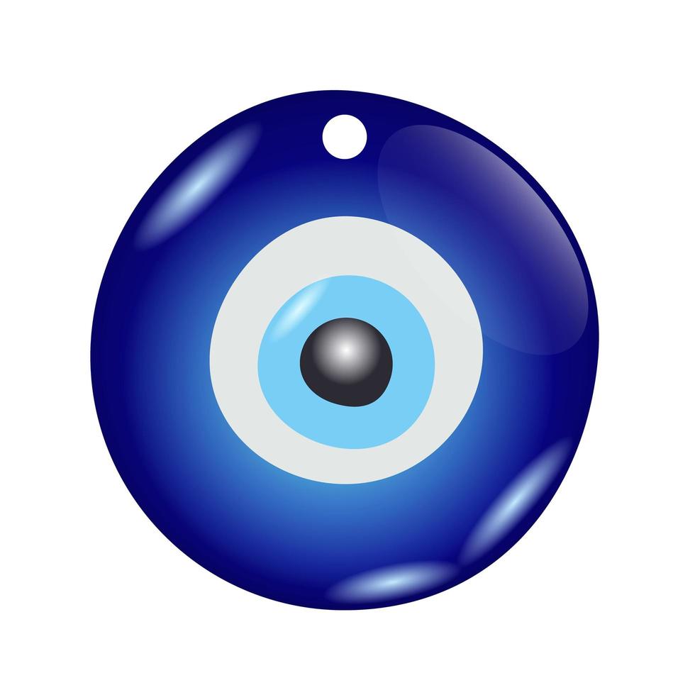 Evil eye amulet. Blue oriental protection talisman. Turkish and greek symbol of protection. Glass nazar vector illustration.