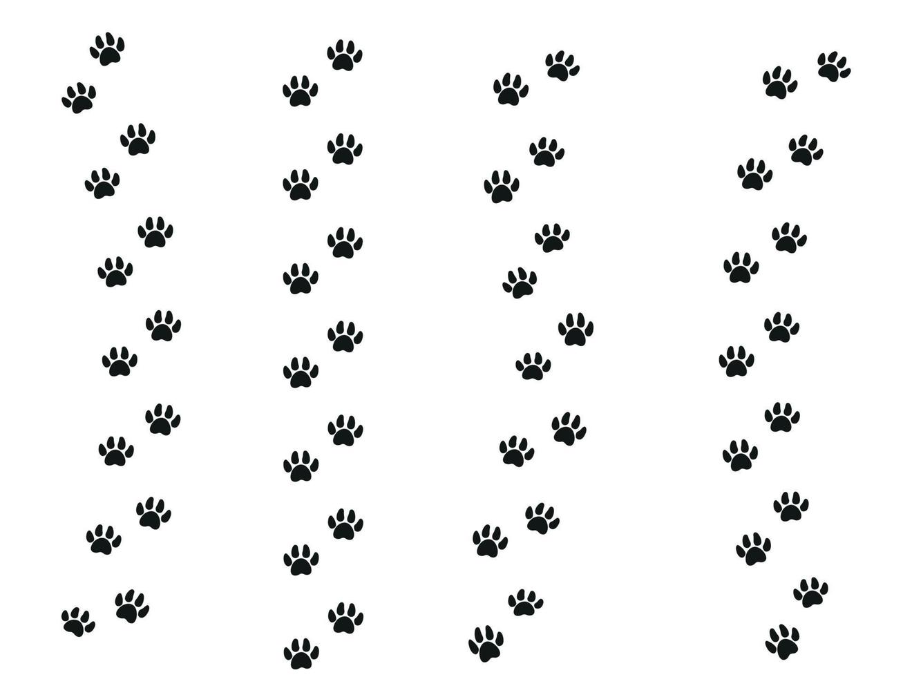 Cat feet tracks. Animals paws and sillhouetts. Vector illustration