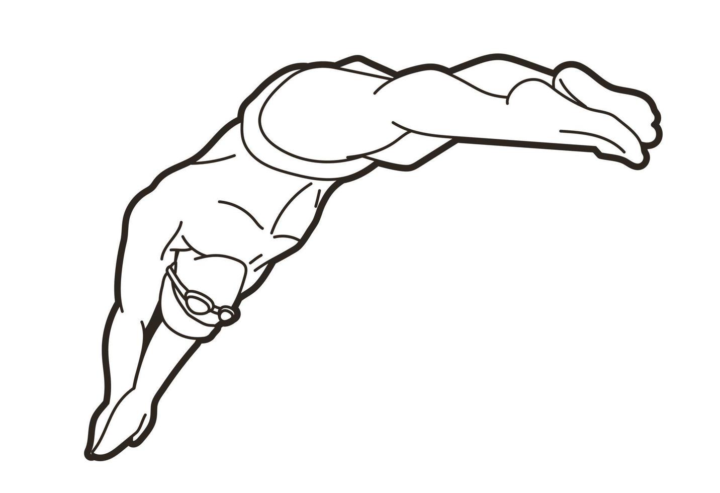Outline Swimming Sport Swimmer Action vector
