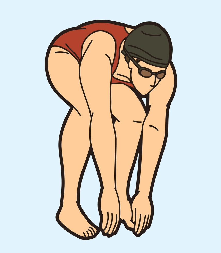 Swimming Sport Ready to Jumping Action vector