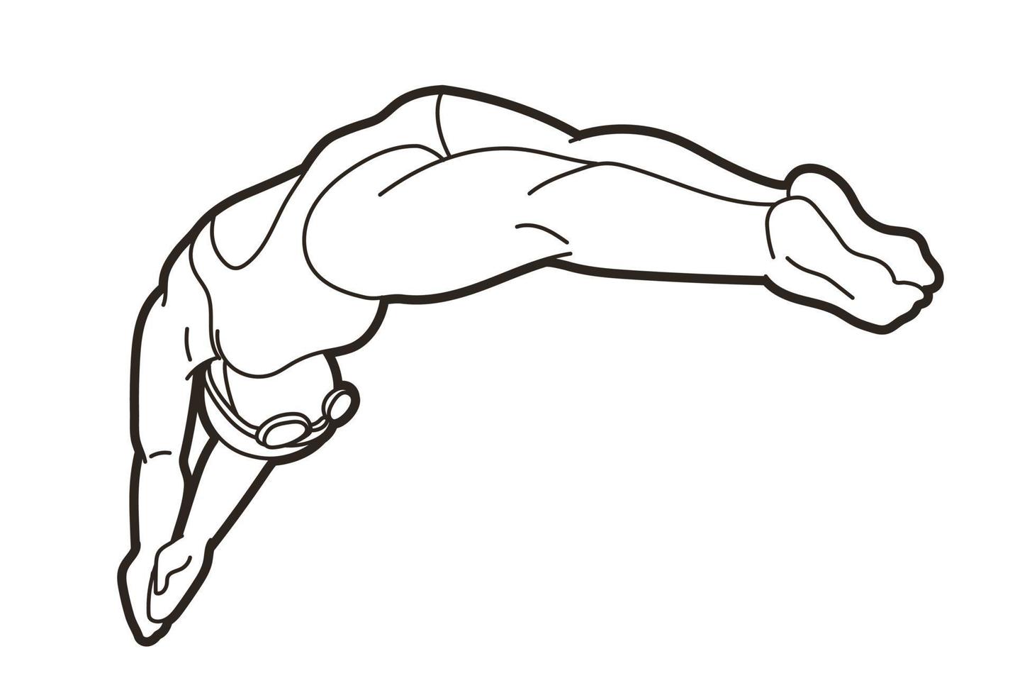 Outline Swimmer Jumping Action vector