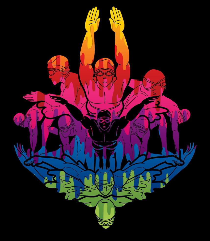 Abstract Group of Swimmer Action vector