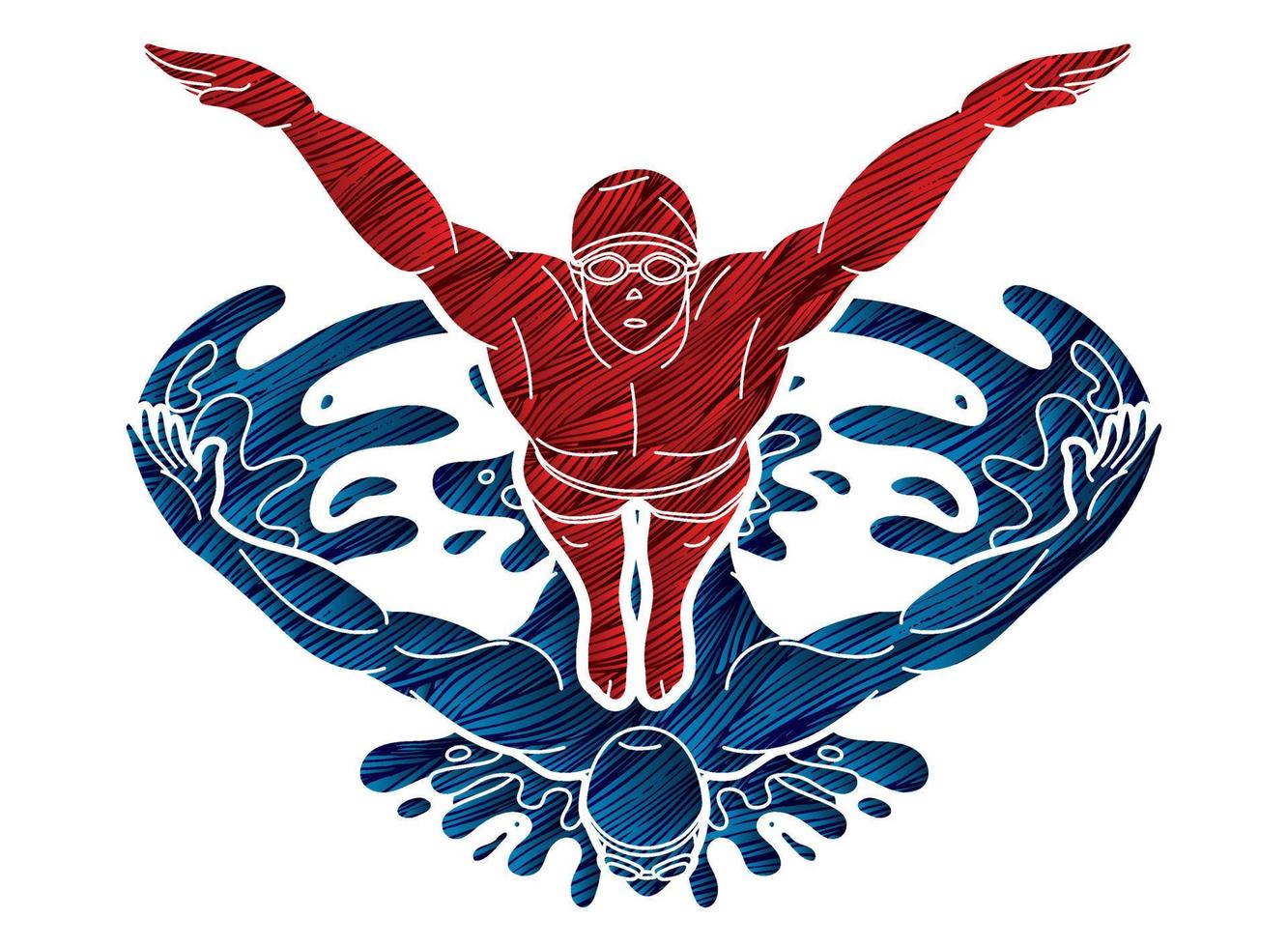 Silhouette Swimmer Action vector