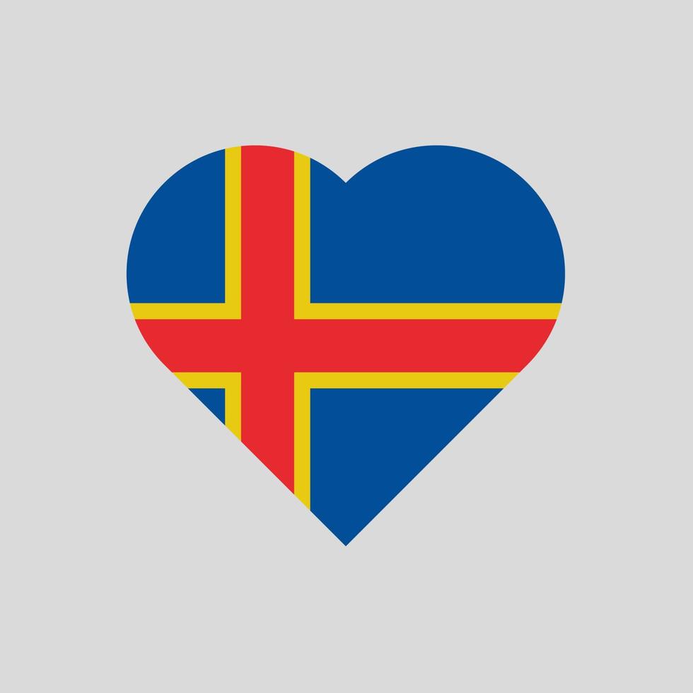 The flag of the Aland Islands in a heart shape. Aland flag vector icon isolated on white background