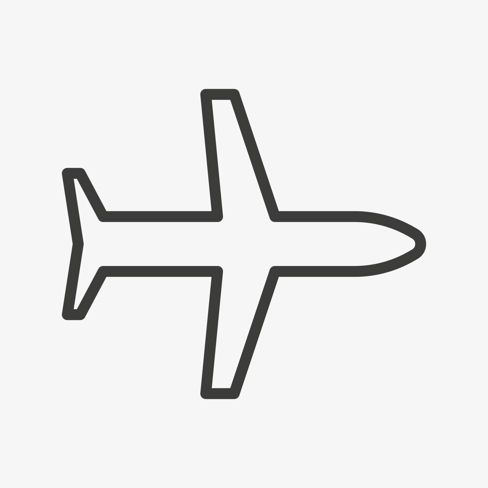 icono de vector de contorno de avión aislado sobre fondo blanco