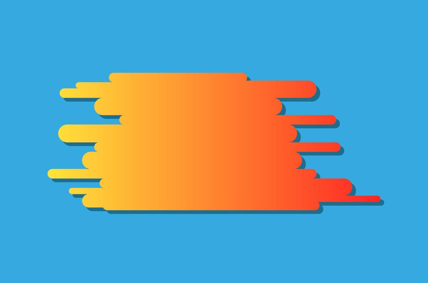 Abstract vector shape with orange and yellow gradient on blue background. Rounded corners