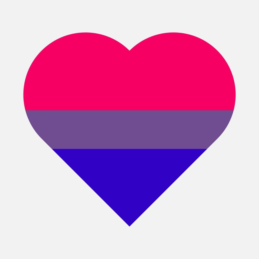 Bisexual flag heart vector icon