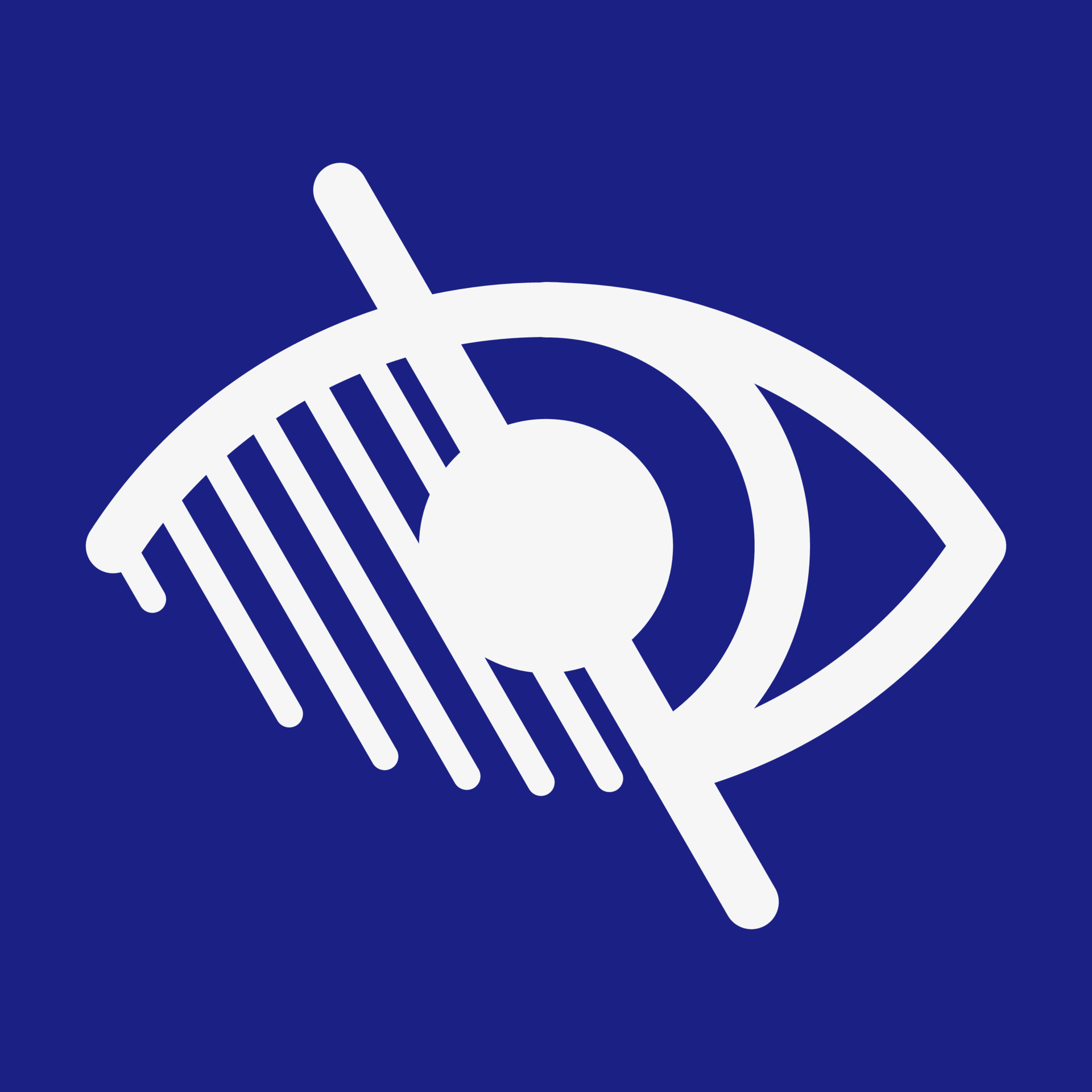 Blindness vector sign in blue square. No or low vision sign. Disabled