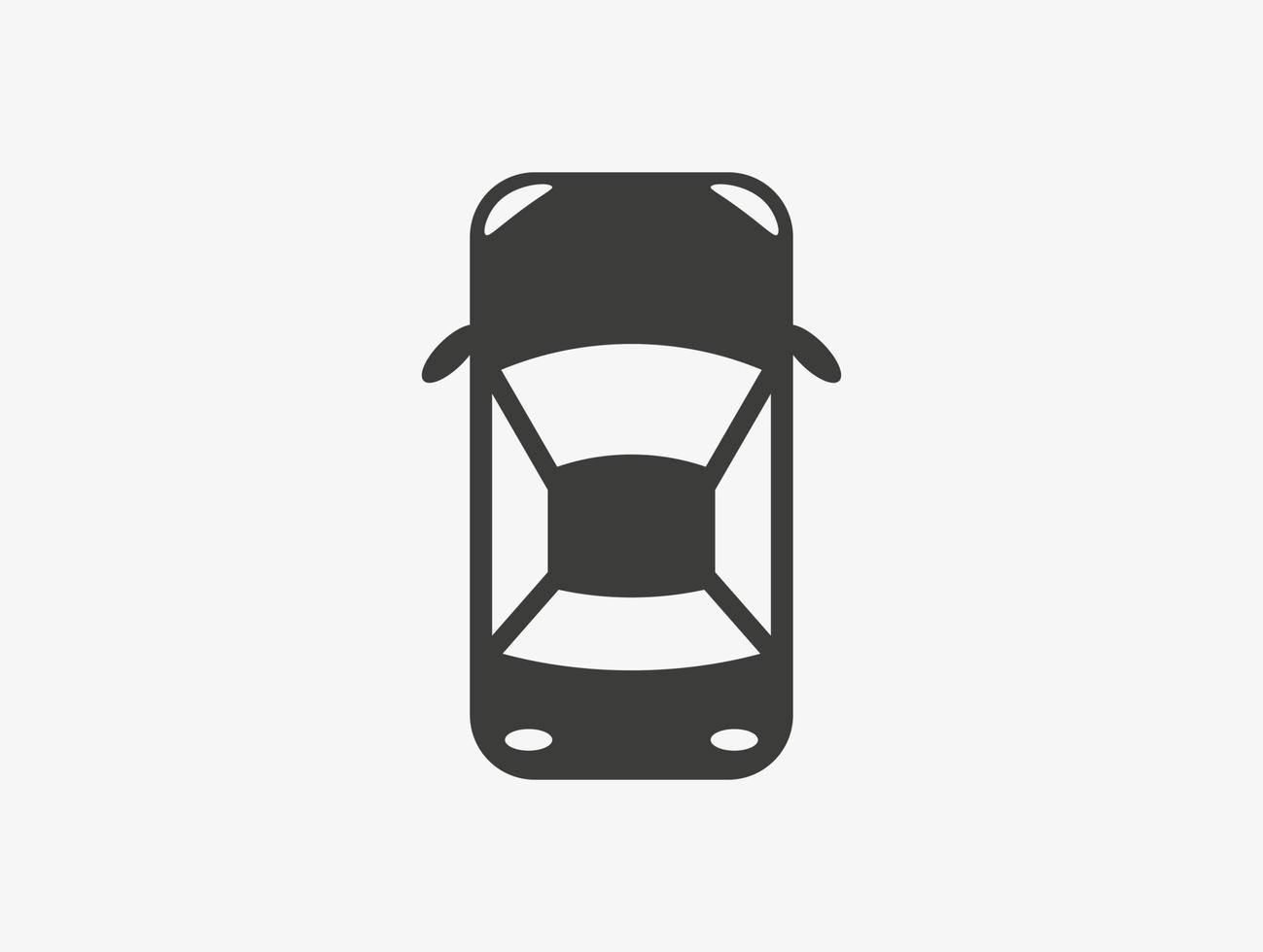 Vector car top view icon isolated on white background