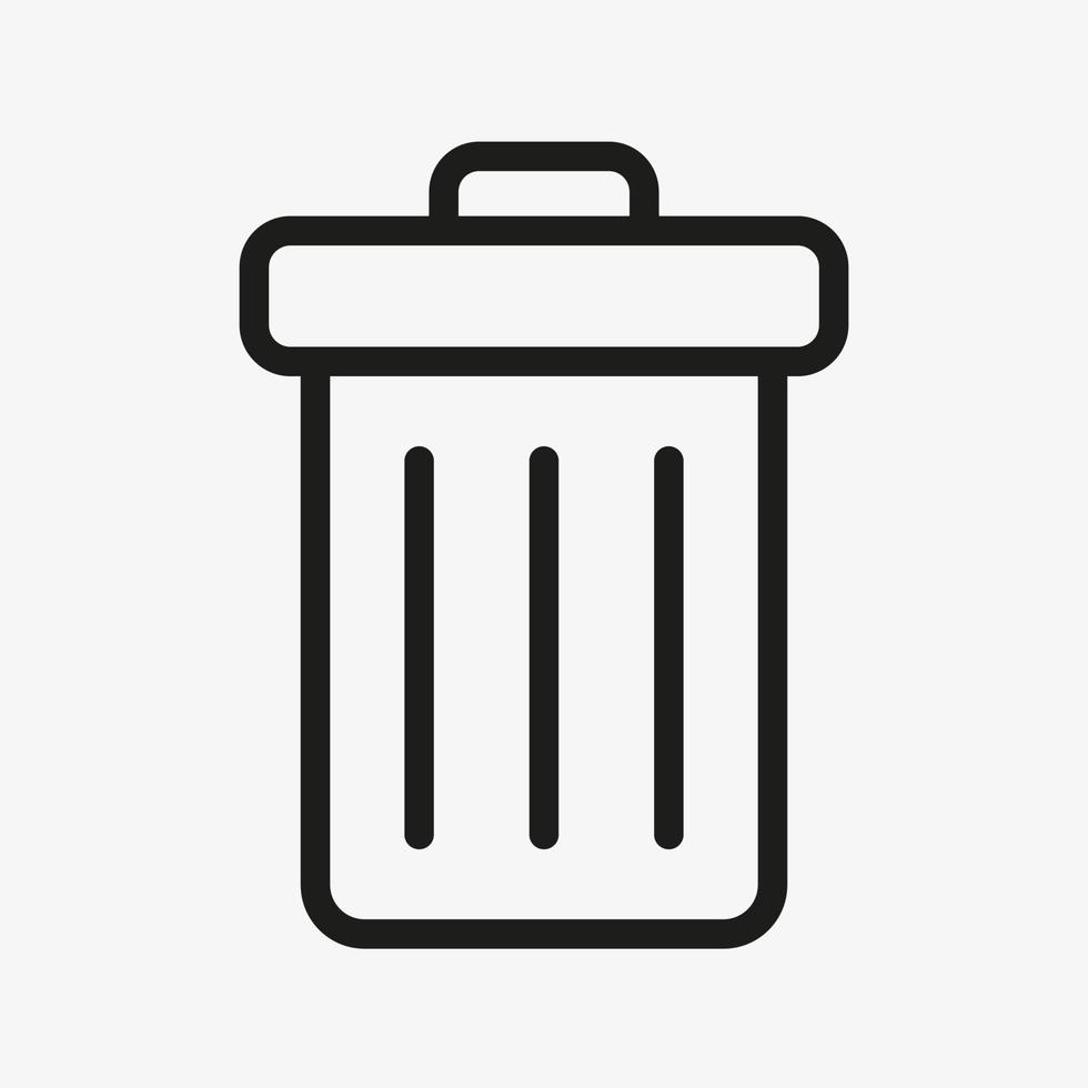 Trash can outline icon. Dustbin vector symbol. Garbage, rubbish, waste