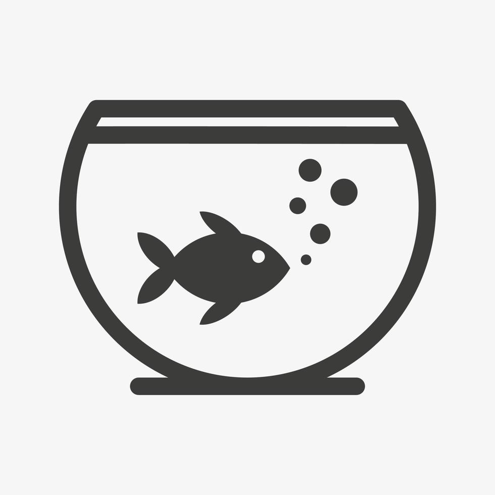 Fish in the aquarium with bubbles icon vector isolated on white background.