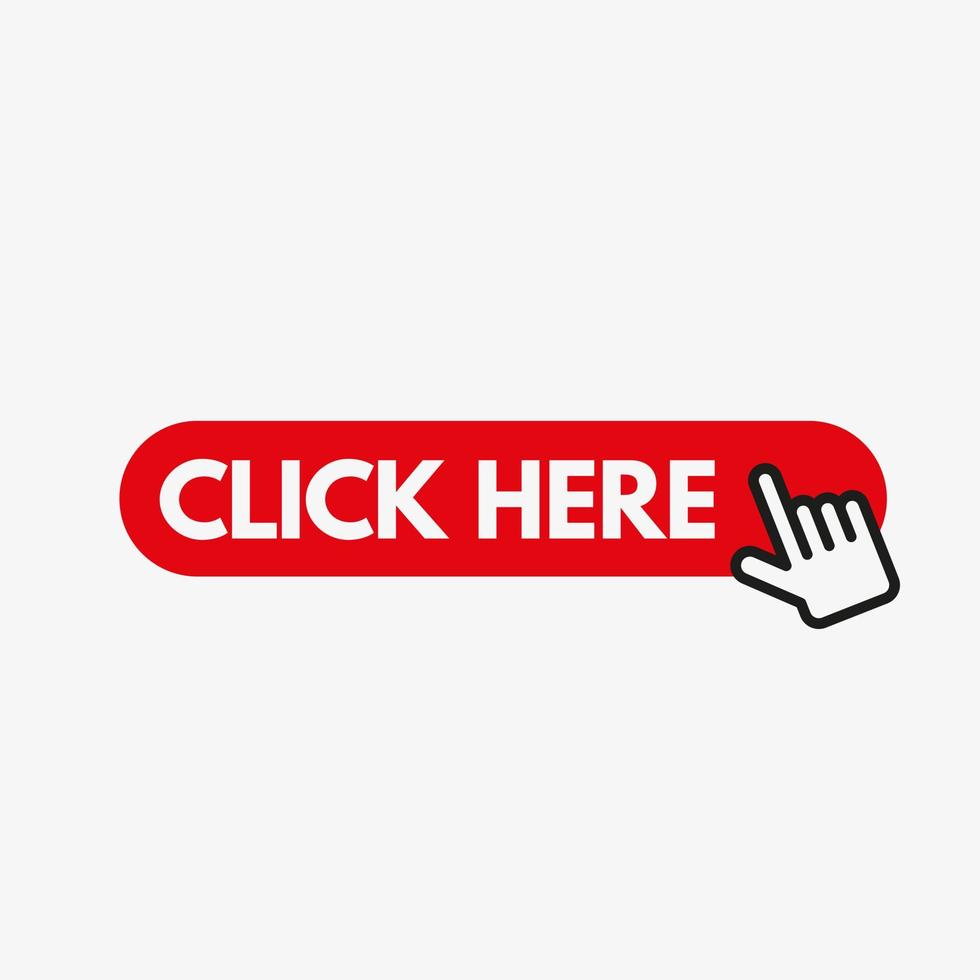 Click here button and cursor clicking vector