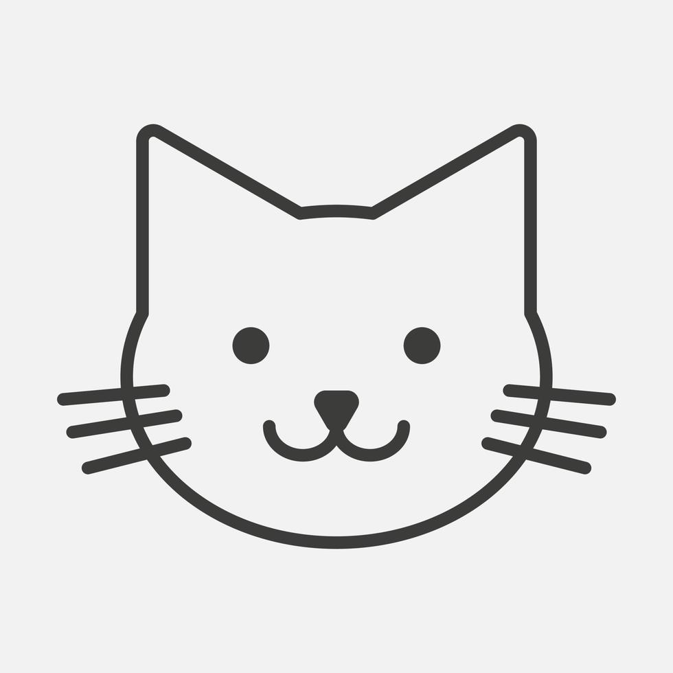 Cute cat icon set line kitten face head body Vector Image