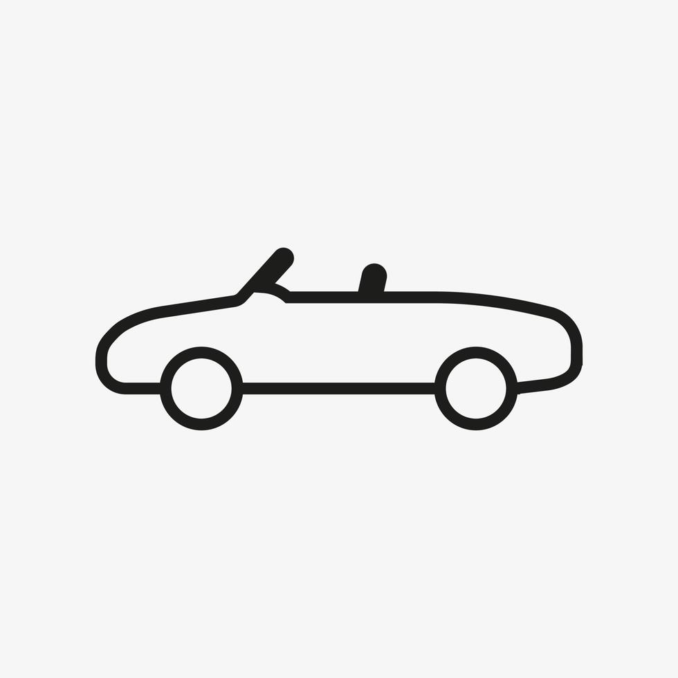 icono de línea simple de un coche. descapotable, roadster, descapotable. pictograma de contorno de automóvil vector
