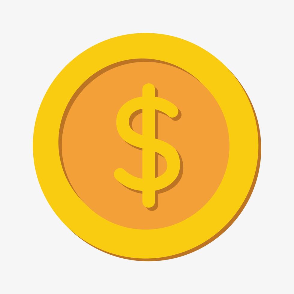 un icono de vector de oro de una moneda de dólar con esquinas redondeadas sobre fondo blanco