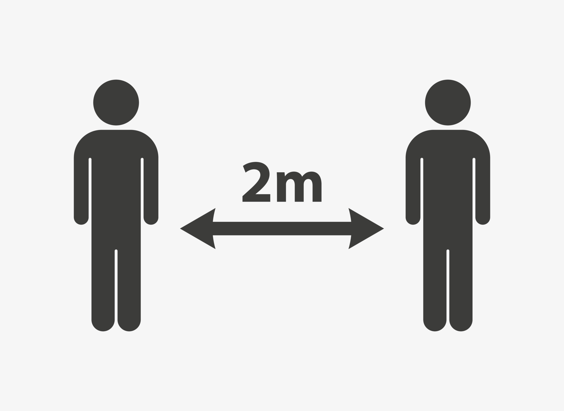 dos metros de distancia entre dos personas vector de señal. mantener un