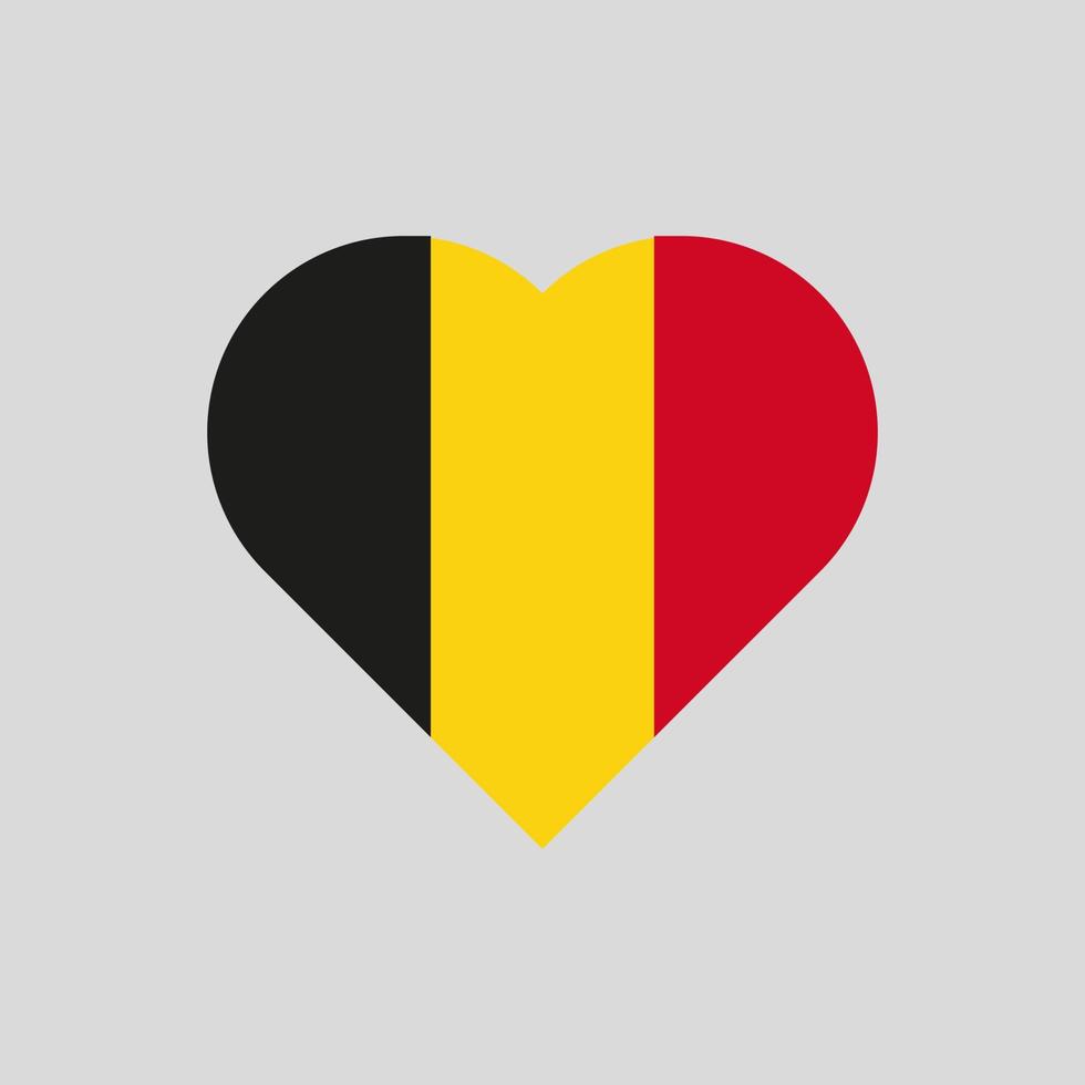 The flag of Belgium in a heart shape. Belgian flag vector icon isolated on white background