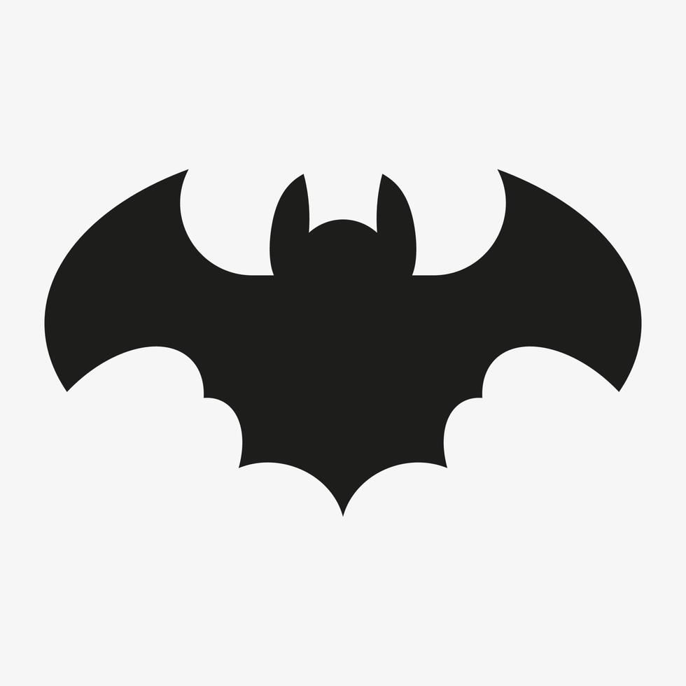 Black vector silhouette of a bat on white background. Isolated graphic vector icon. Simple bat illustration. Halloween animals