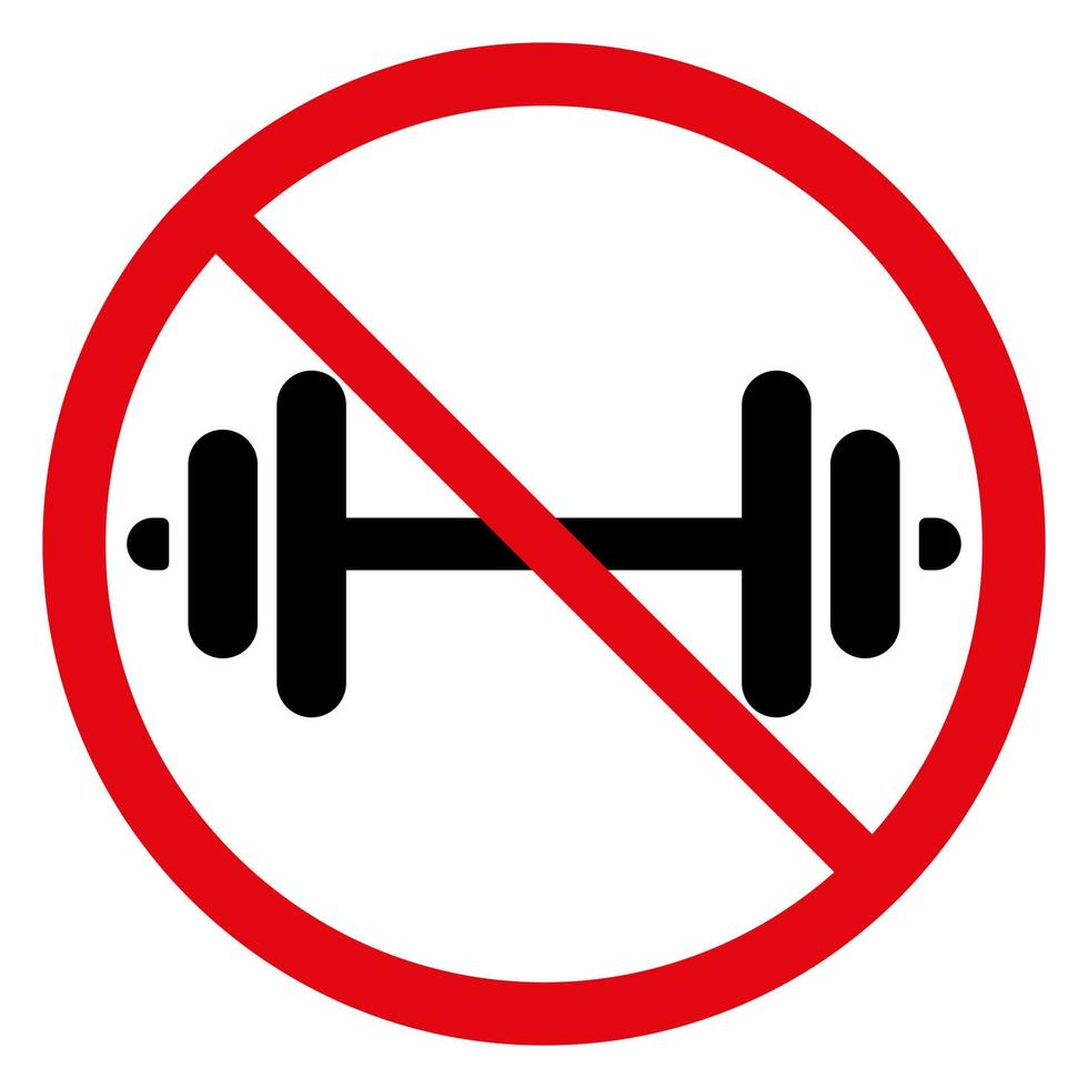 No dumbbell sign. Vector illustration isolated on white background