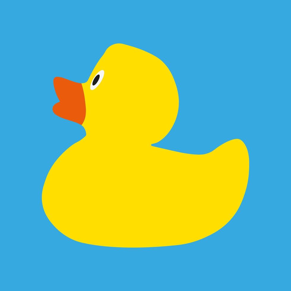 Vector illustration of duck. Duck toy flat icon. Duck cartoon illustration. Bath baby toy. Rubber duck