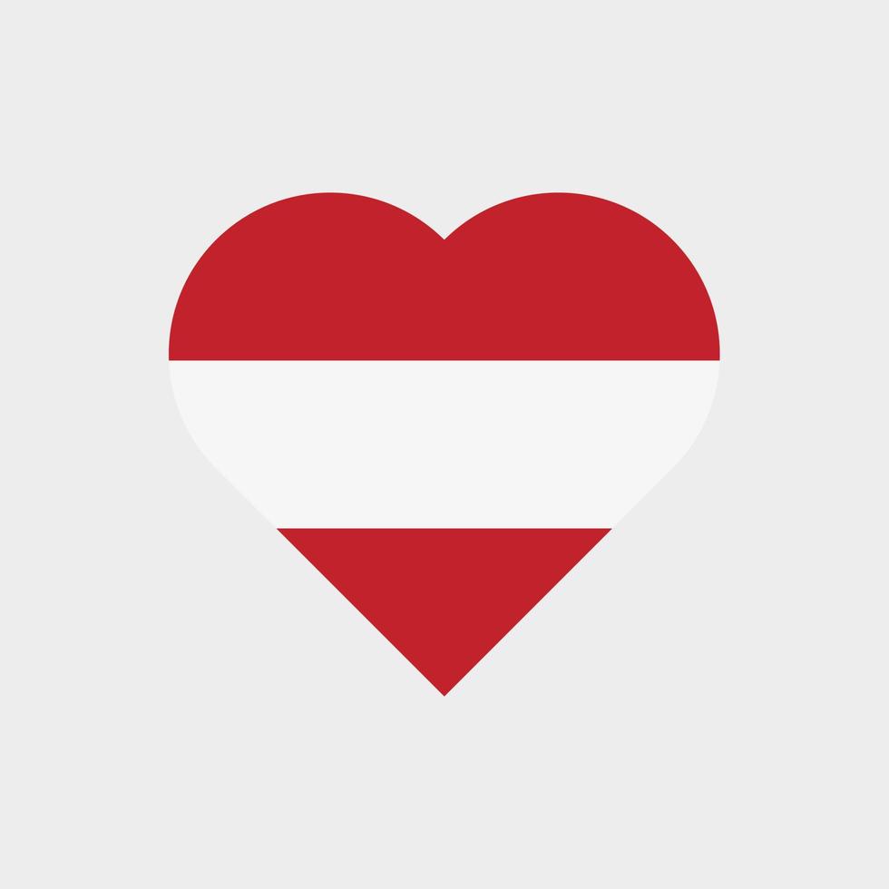 The flag of Austria in a heart shape. Austrain flag vector icon isolated on white background