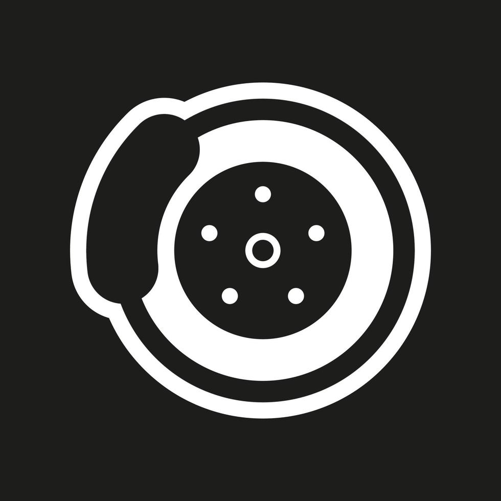 Car brake vector icon on black background