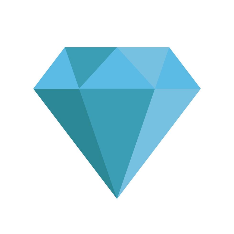 Simple vector illustration of a blue diamond on white background. Light blue gem vector icon